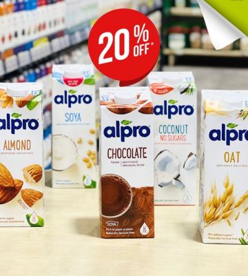 Used in your morning cereal or as a chocolate dessert drink, get 20% off these delicious plant-based drinks from @Alpro.
