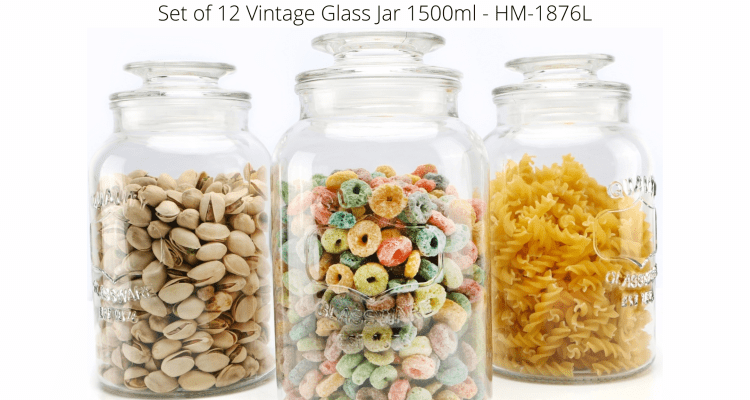 Set of 12 Vintage Glass Jar 1500ml