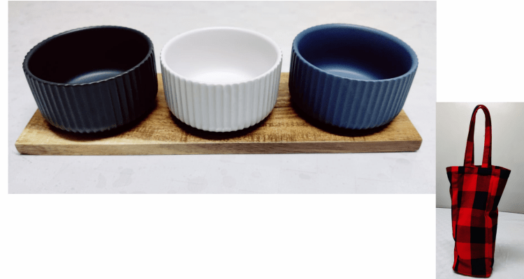 Stoneware Dip set with Tray – with shuka bag (colours vary)