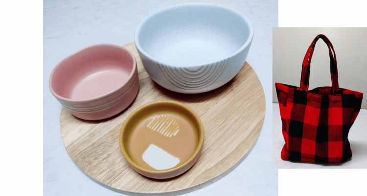 Stoneware Tapas set with Tray – with shuka bag (colours vary)